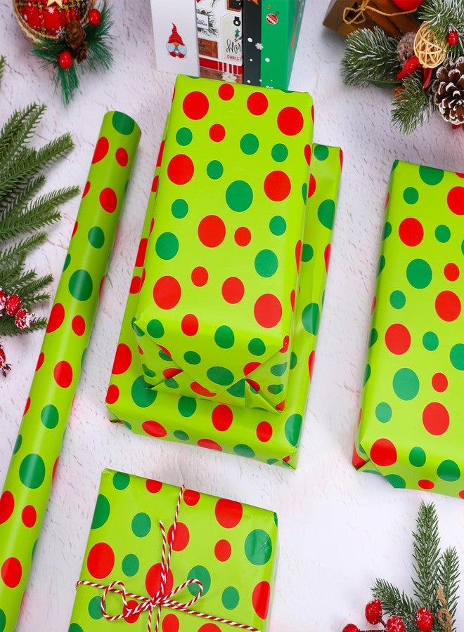 Whaline Christmas Wrapping Paper - Mini Roll - 17 In x 32.8 Ft Red Green Polka Dots Gift Wrap Paper for DIY Crafts Xmas Winter Holiday Birthday Party Decor - Image 4